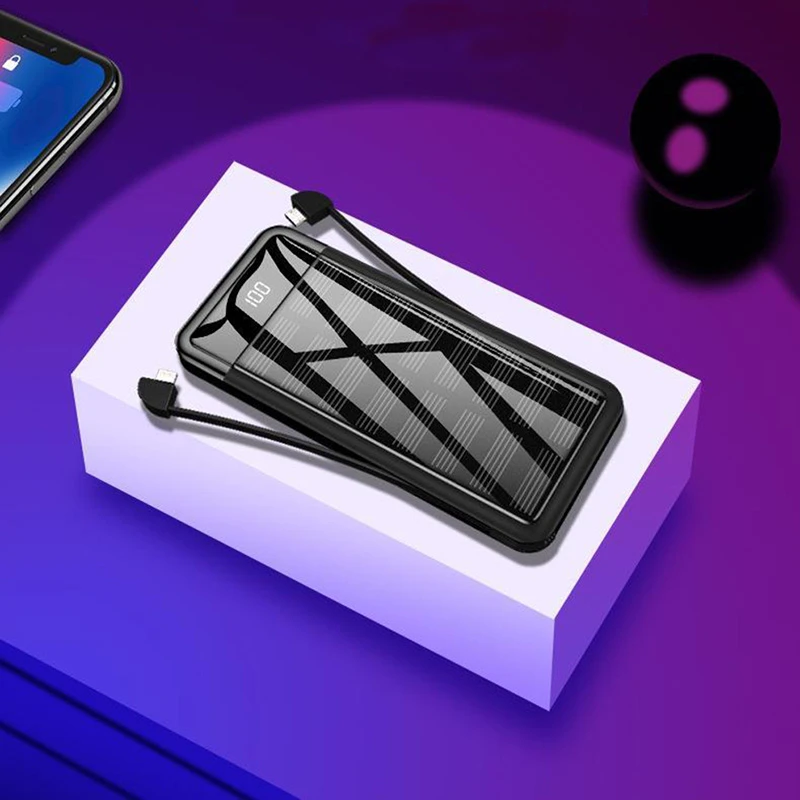 Портативный внешний аккумулятор на солнечной батарее с разъемом Lightning/Micro USB 10000