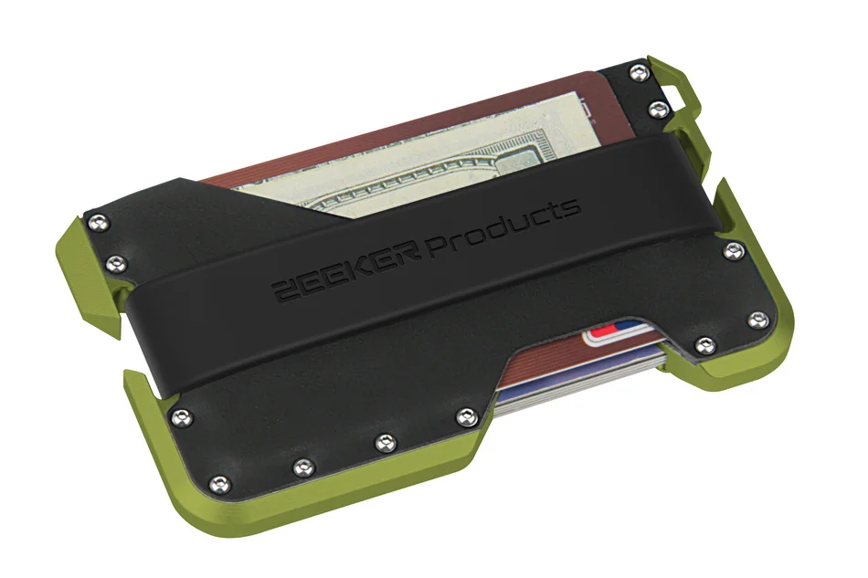 green metal black L ZEEKER дизайн Алюминиевый металлический RFID блокирующий кредитный держатель для карт из натуральной кожи минималистичный бумажник для карт для мужчин - Цвет: green metal black L