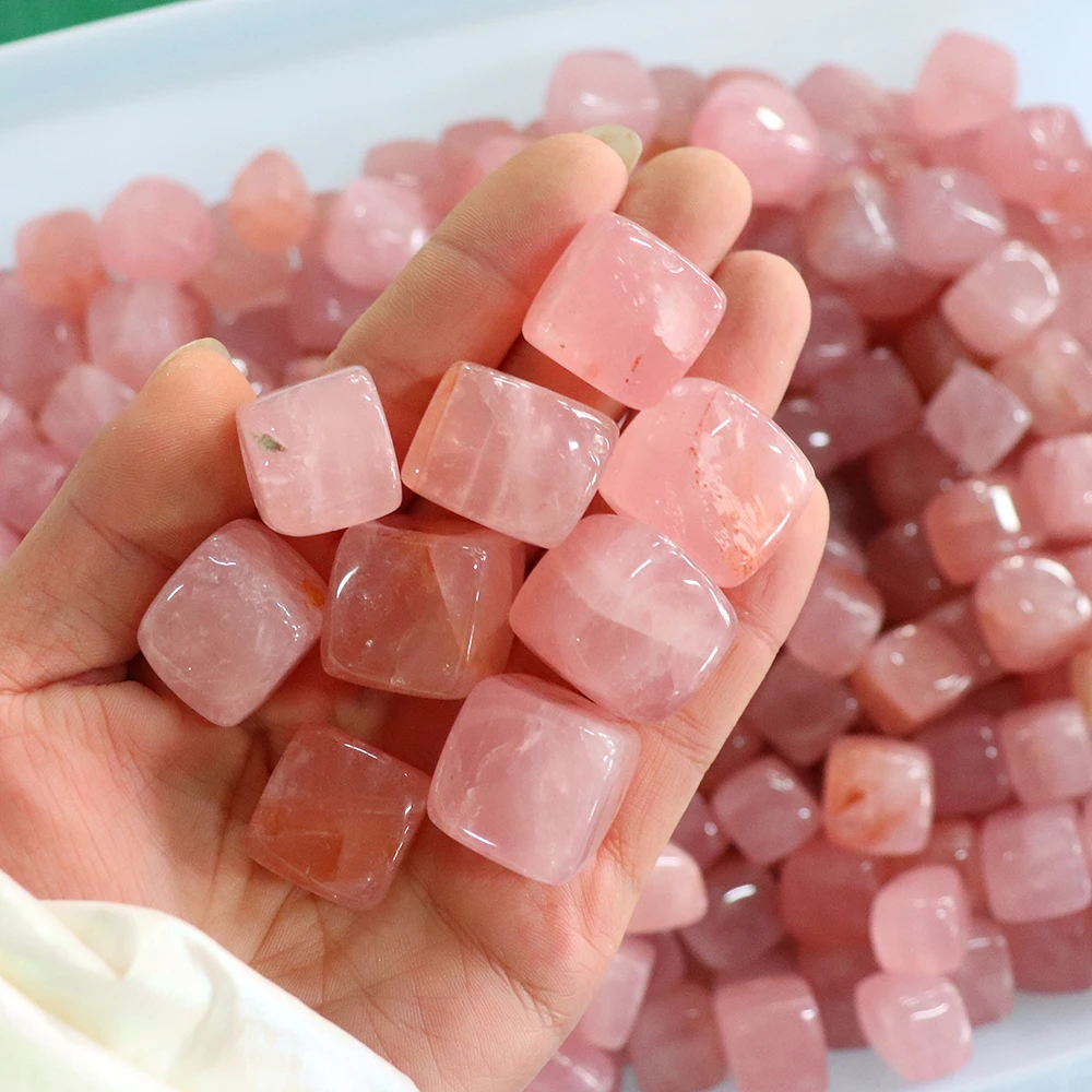 

2cm Natural Mineral Tumbled Square Stone Pendulum Rose Quartz Aventurine Rock Healing Chakra Reiki Crystal Home Garden Decor