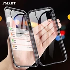Металлический магнитный чехол для iPhone 11 Pro Max XR XS MAX X, двухсторонний стеклянный флип-чехол 360 с магнитом для iPhone 8 7 6 6s Plus, чехол