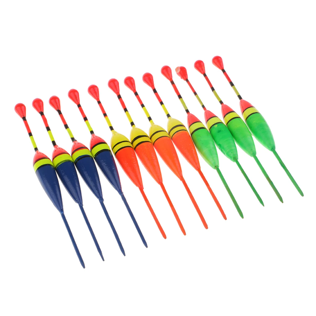 

12pcs Wood Floats Ice Fishing Bobbers Vertical Angling Equipment 11cm