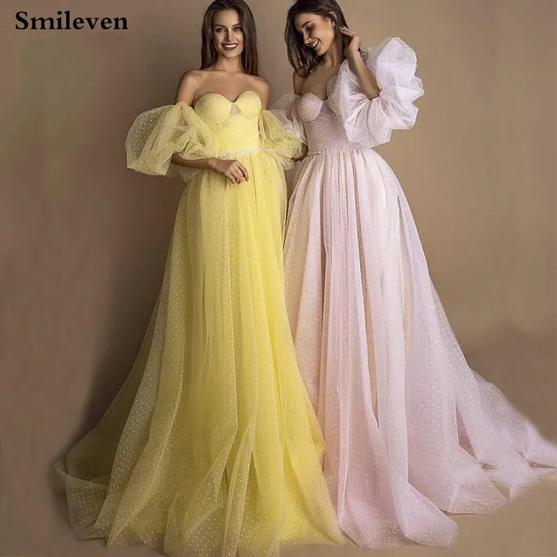 Бальное платье Smileven для встречи выпускников вечернее с пышными рукавами