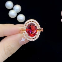 925 new fashion luxury temperament group inlaid zircon simulated red tourmaline color treasure adjustable ring for women jewelry
