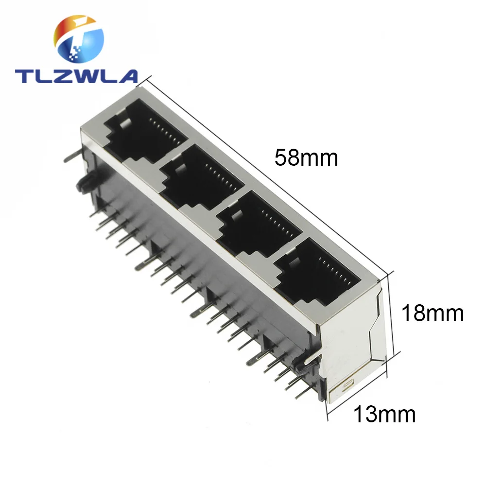 5Pcs 1*4 4 Ports Shielding RJ45 8P8C Female Jack Connector without LED PCB Mount Network Internet Modular | Обустройство дома