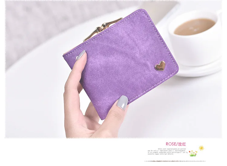 Women Small Clutch Wallet MultiFunction Change Purses Heart Decoration Big Capacity Wallets Cute Card Holder Money Bag