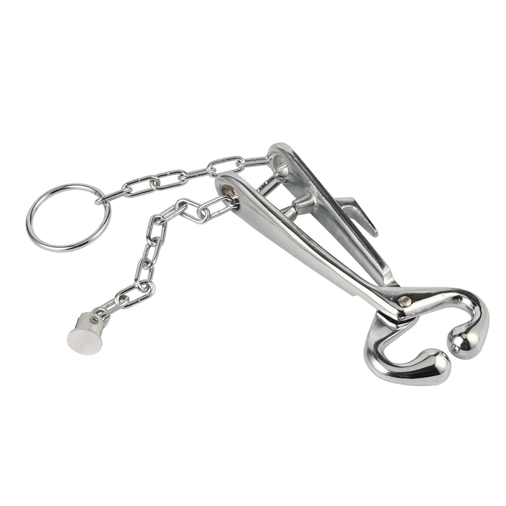 

Stainless Steel Cattle Traction Pliers with Chain Bull Bound Stabilizer Cow Nose Fixed Nose Bovine Piercing Device Drilling Tool