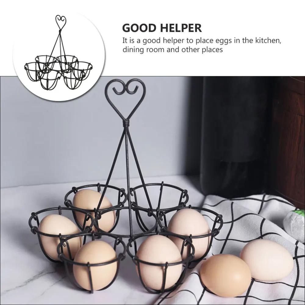

1PC Tote Six Hole Egg Stand Kitchen Egg Storage Holder Practical Egg Rack(Black)