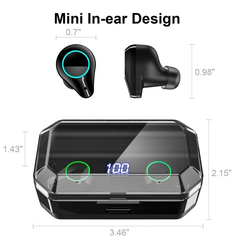KAYINUO 7000 мАч 9D стерео TWS bluetooth наушники водонепроницаемый шумоподавление bluetooth гарнитура с микрофоном зарядное устройство для телефона светодиодный