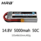 Аккумулятор hrb lipo 4S, 14,8 в, 5000 мАч, 50C, EC5, XT90, XT60, Deans T, XT90-S, радиоуправляемые детали для VKAR, BISON, багги, 4WD, авто, FPV, самолёты, 110, лодка