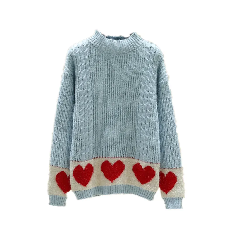 

Love stitching sweater for women's loose wear fall / winter 2020 new women's thickened Korean fashion lazy top