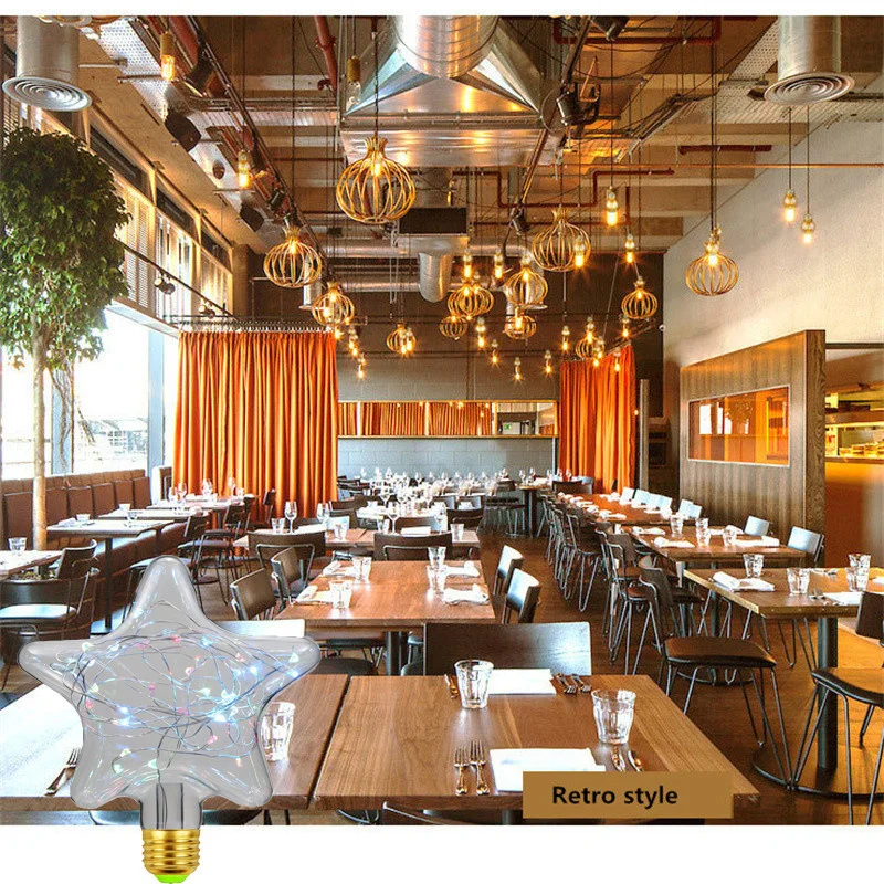 

RGB Star E27 Bombilla Led Copper Wire String Light Retro Edison LED Bulb Light 110V 220V Glass Lamp For home bar holiday party