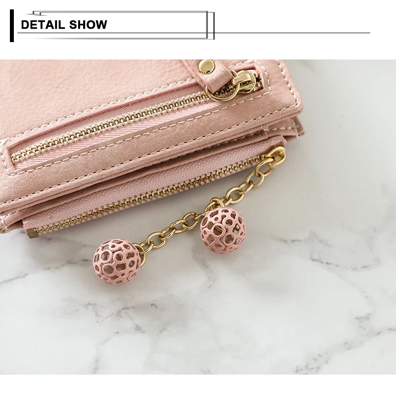 Женский кошелек из искусственной кожи короткий на молнии держатель для