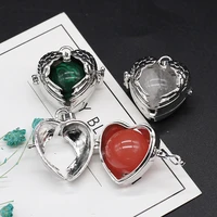 new necklace pendant natural stone heart shaped wing cage pendant for jewelry making diy necklace bracelet gift accessory