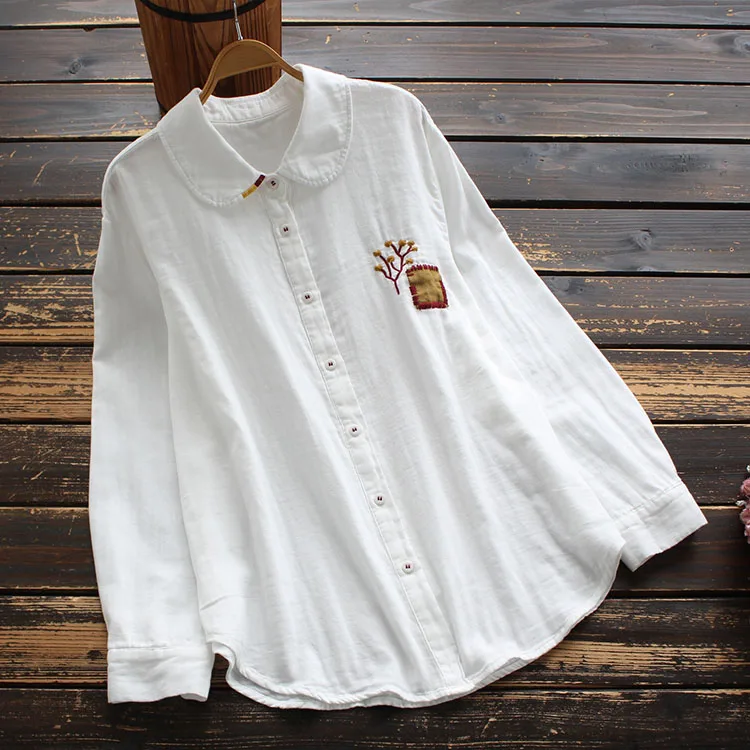 Белая женская рубашка из хлопка новинка 2020 весна осень однобортная Повседневная