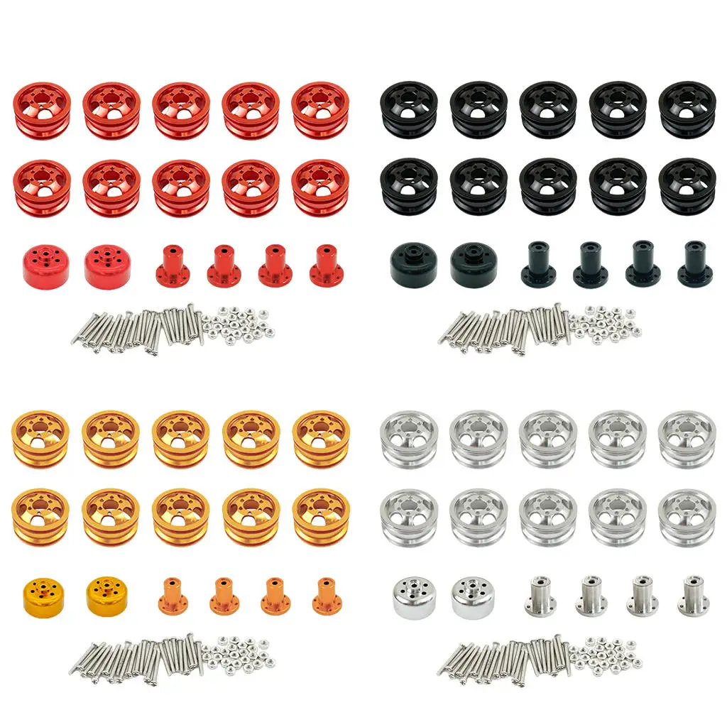 

10Pcs/Set RC Car Wheel Rim Hub Universal with 5mm Adapters with Couplings for WPL 1/16 6x6 Hobby Model DIY Parts