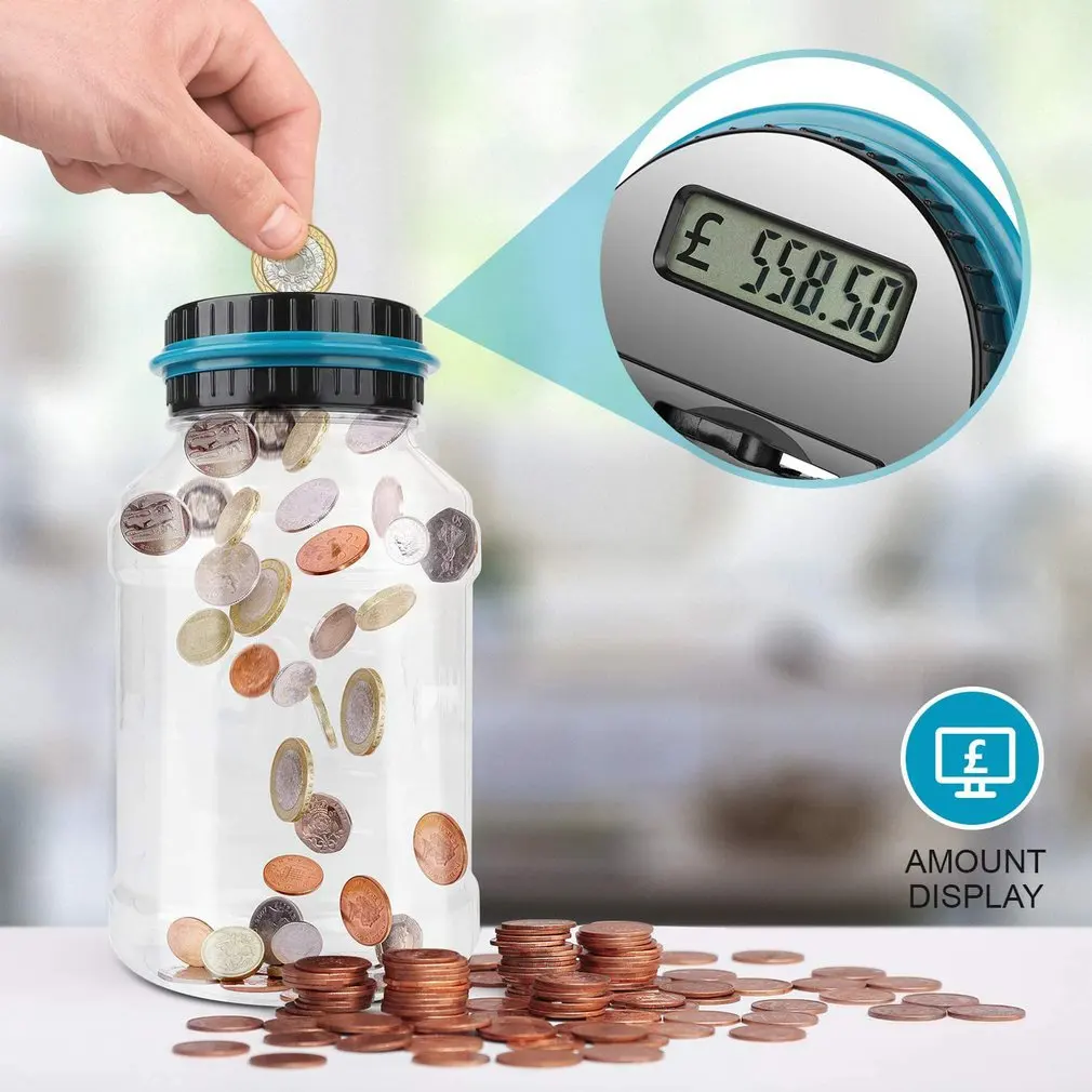

Piggy Bank Counter Digital LCD Counting Coin Saving Money Box Coin Electronic Jar Coins Storage Box for USD EURO GBP Money Gift