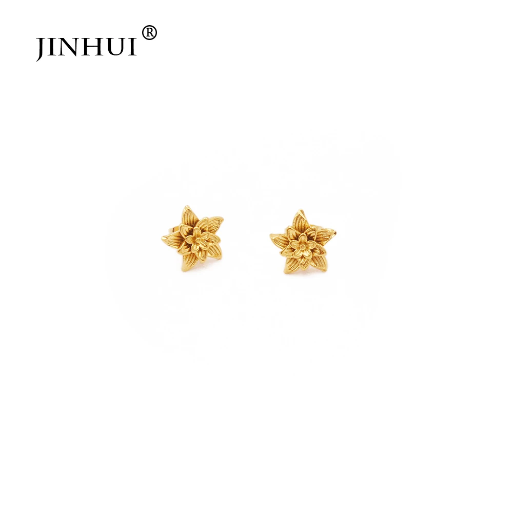 Женский свадебный ювелирный комплект из колье и серёг с маленькими цветами |