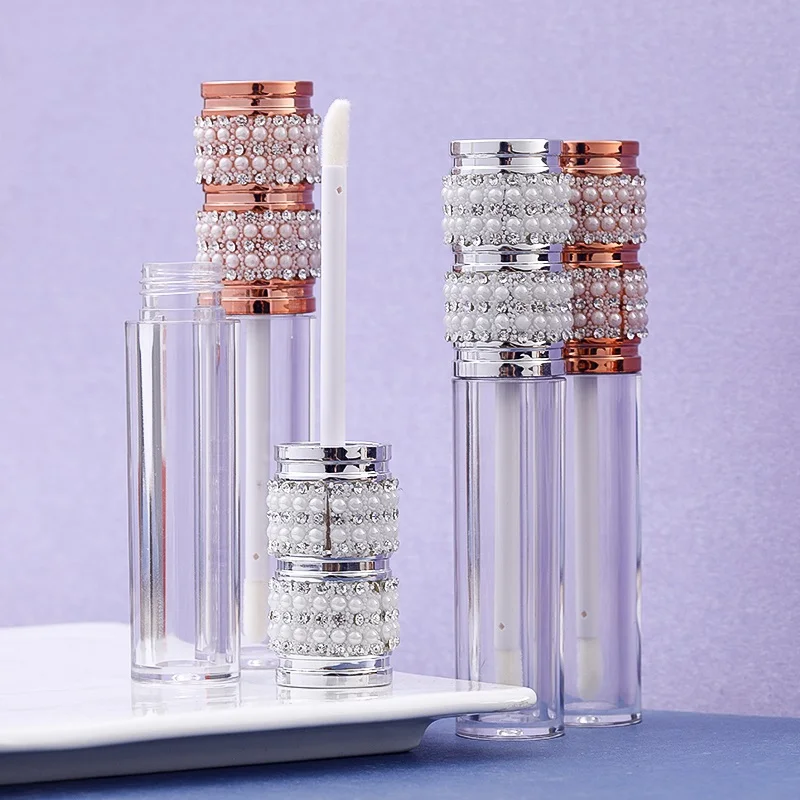 

Hot 5ml Empty Lip Gloss Tubes Rose Gold Silver Cosmetic Lipgloss Packaging Refillable Rhinestone Lip Gloss Containers 10/30pcs