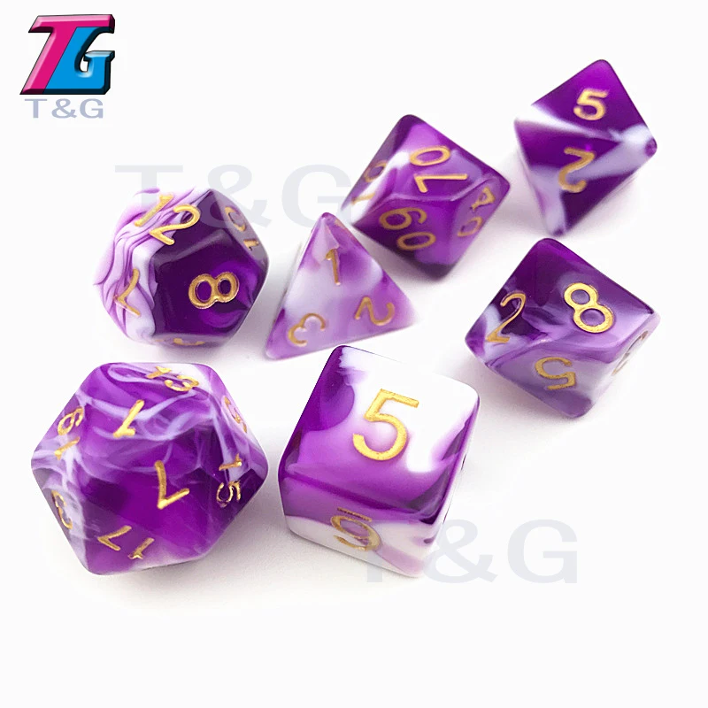 Децидер прозрачный и белый цвет игральные кости D4-D20 для ролевых игр партии игрушки 7 цветов