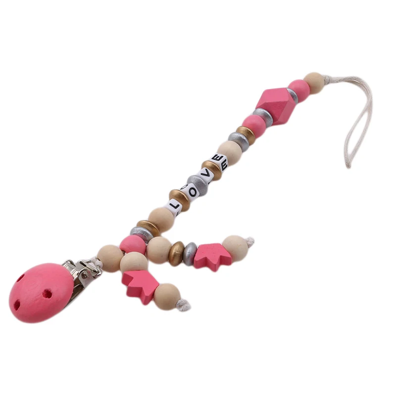 

New 1PC Unicorn Angel Baby Pacifier Clip Chain Wooden Holder Soother Pacifier Clips Leash Strap Nipple Holder For Infant Feeding