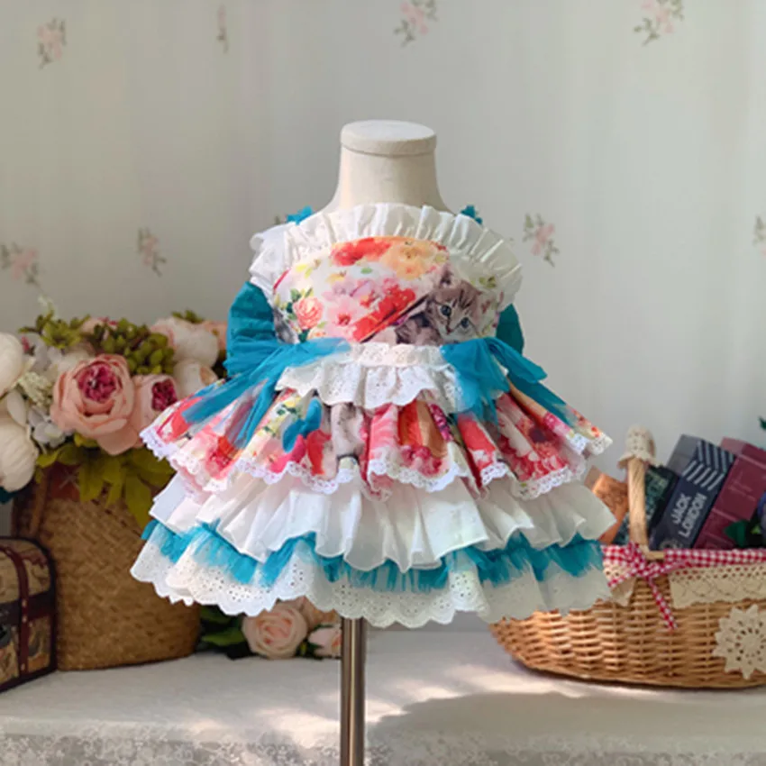

Baby Girl Vintage Floral Dress Spanish Lolita Ball Gown Palace Princess Boutique Dress For Toddler Girls Birthday Baptism Dresse