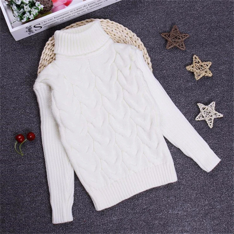 Winter Warm Children's Boys Sweater Turtleneck Knitted Stretch Bottoming Shirt for Girls Tops Clothes