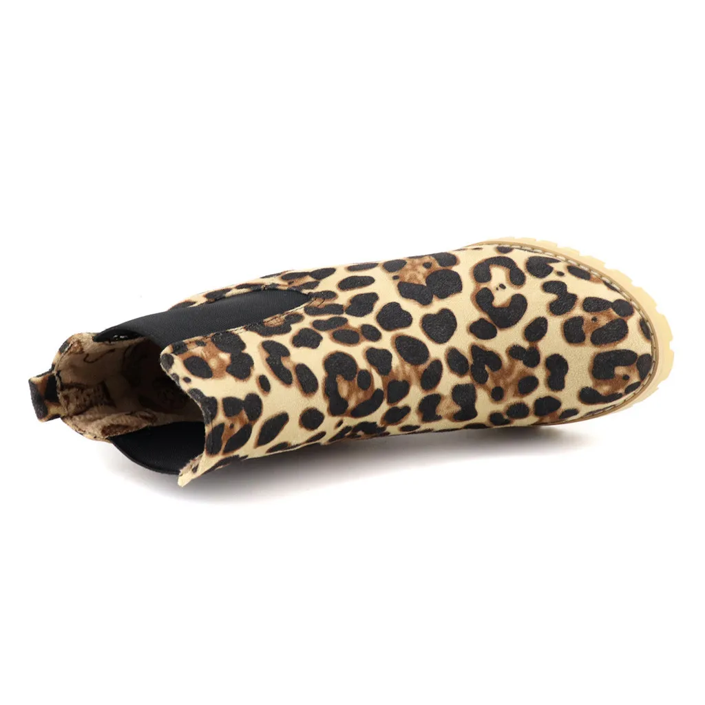 

SAGCE 2019 Women Waterproof Platform High Boots Leopard Winter Shoes Elastic Sexy Fashion Party Women Boots Size 35-43