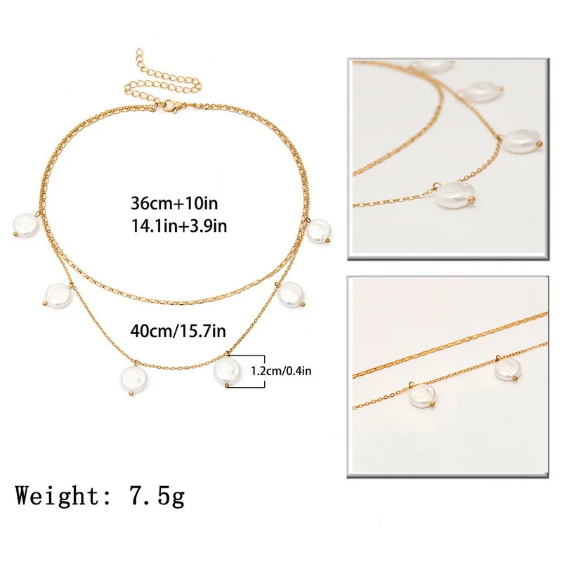 Двухслойное короткое ожерелье-чокер в стиле панк массивная жемчужная подвеска с