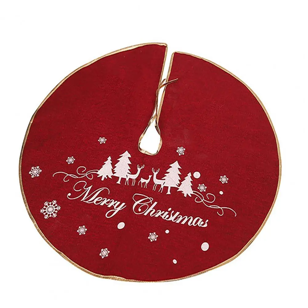 

Christmas Style Tree Skirt Exquisite Imitation Linen Creative Christmas Trees Pattern Tree Skirt Base for Home