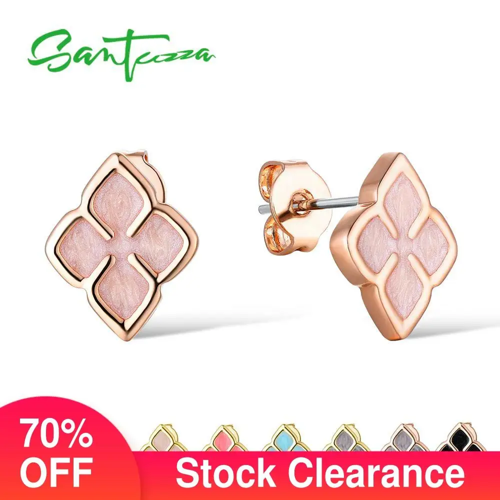 

SANTUZZA Flower Earrings For Women Delicate Multi-Color female Stud Earrings Trendy Party Fashion Jewelry Handmade Enamel