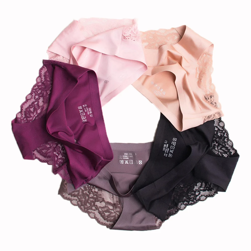 Оптовая продажа 3 шт./лот женские кружевные трусики Бесшовные дышащие полые трусы