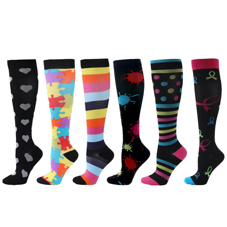 Sport Socks Foot Compression Sock 6 Pairs Sports Cycling Compression Socks Thigh High Football Sock Sport Stocking Riding Sock