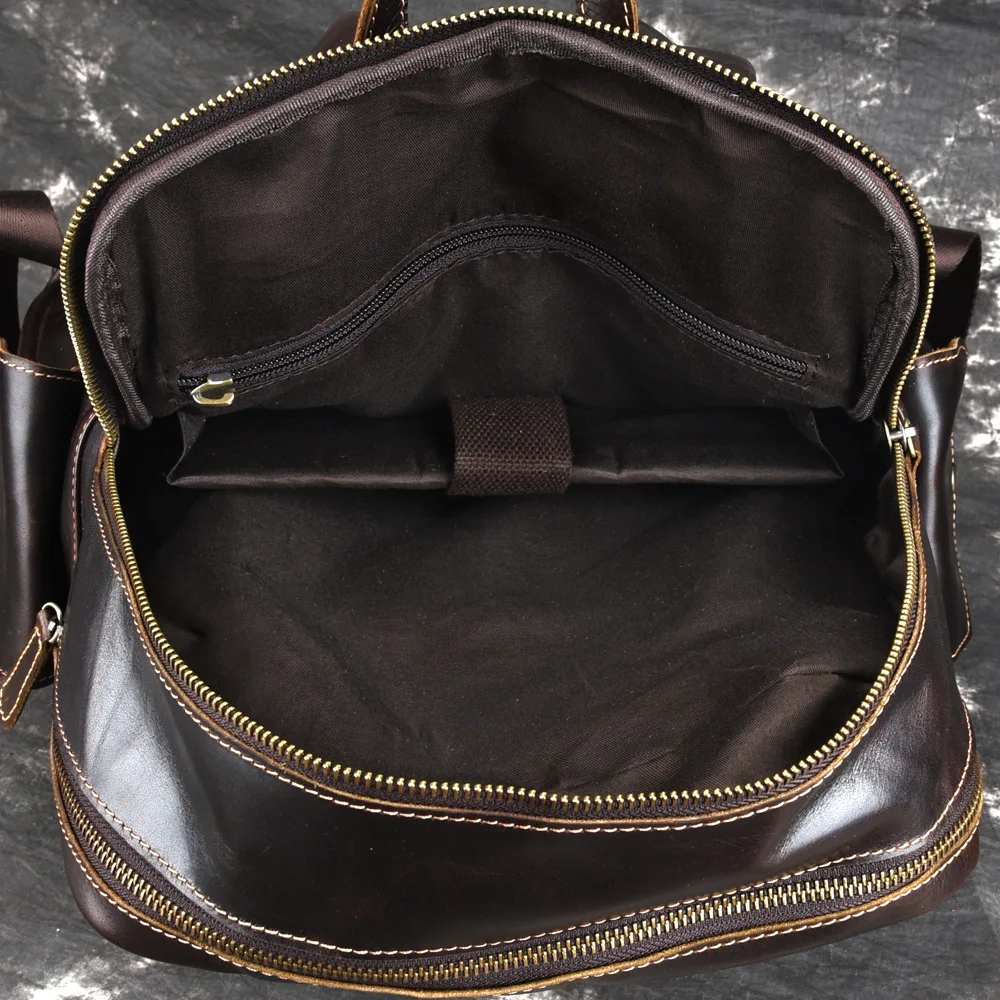 

Bestform 2020 New Vintage Softback Solid Bag Soft Handle Genuine Leather Men Backpack Large Capacity Laptop Backpack