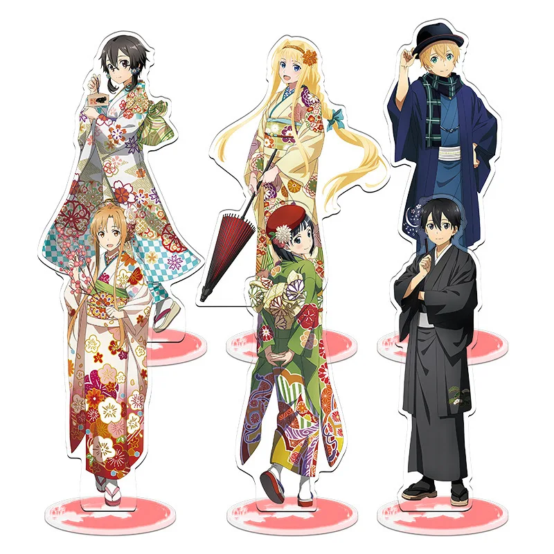 

Sword Art Online SAO Kirito Asuna Family Yui Acrylic Stand Figure Model Double-Side Plate Holder Topper Anime BL Props