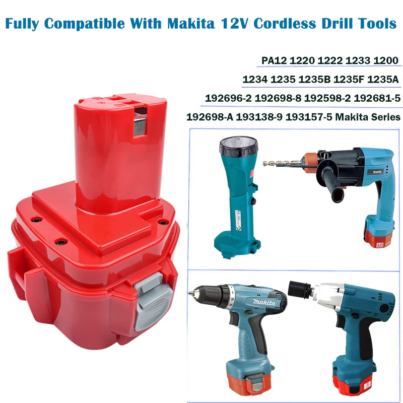 12 вольт 4000 мАч PA12 сменная батарея для Makita 1200 1220 1201 1222 1233S 1233SA 1233SB 1235 192681-5