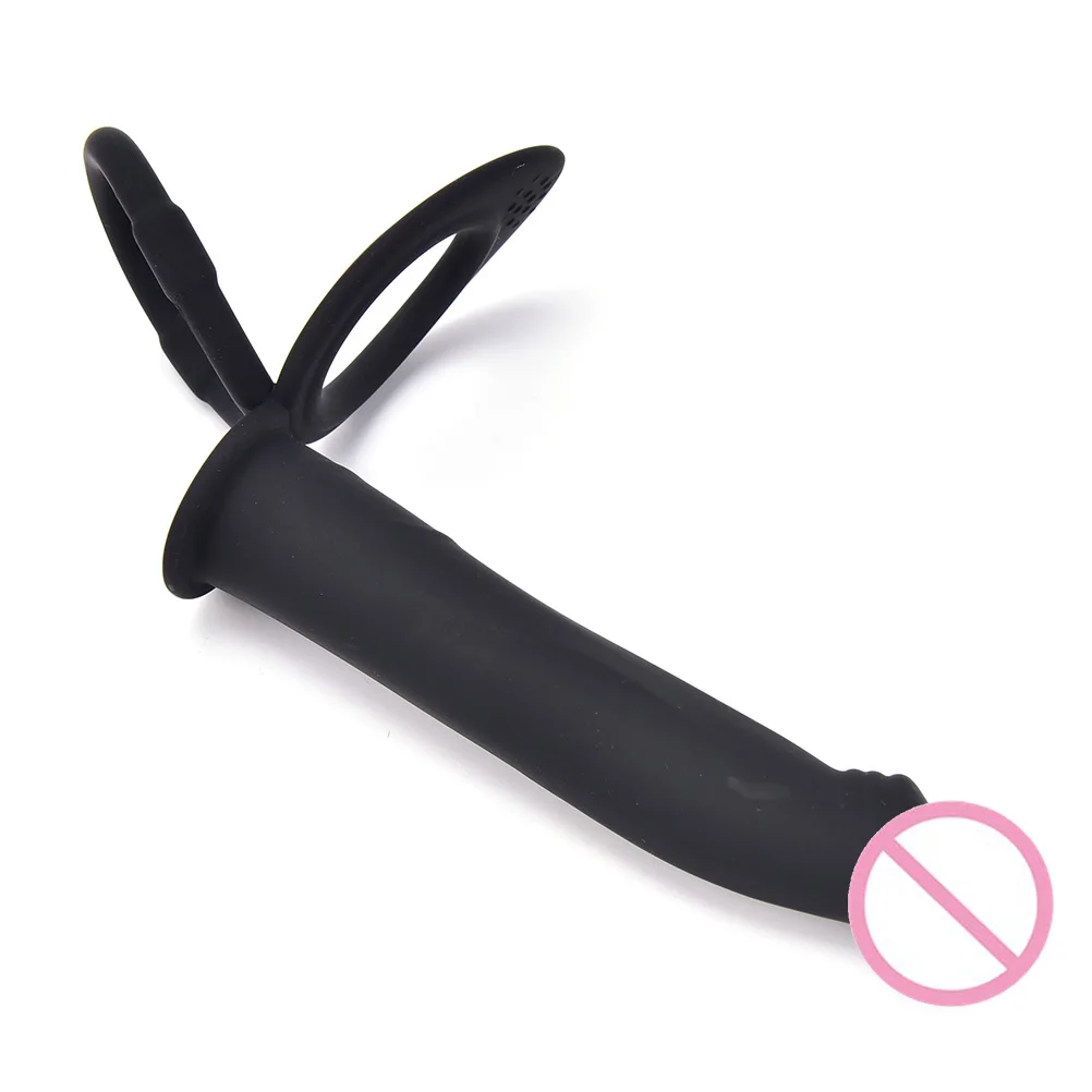 Black Silicone Strap On Penis Anal Plug Double Penetration Sex Toys Strapon Dildo Adult Products for Beginner |