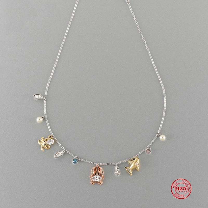 

Женское ожерелье из серебра 2020 пробы, оригинальное Очаровательное ожерелье в виде копии 1:1, милое и интересное ожерелье с дикой жизнью в мор...