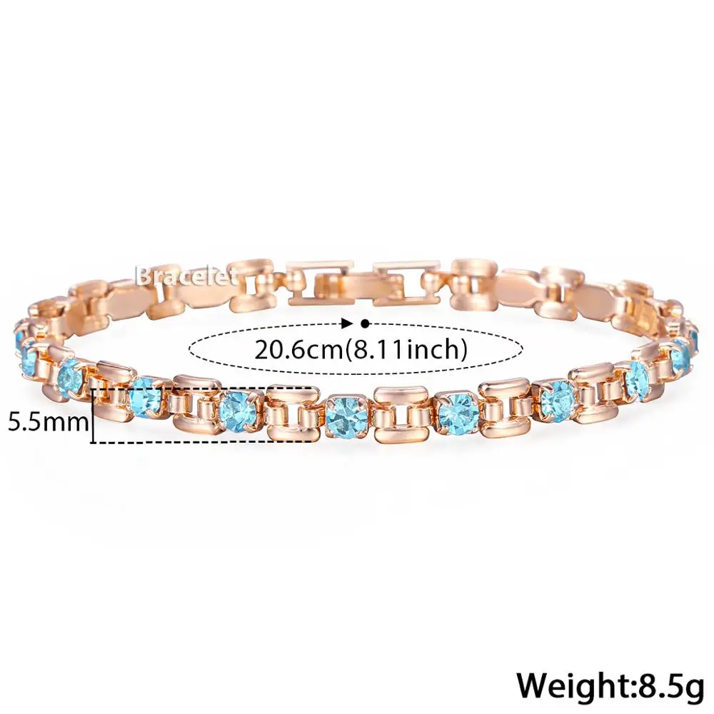 Bracelet Only Синий кубический циркон, браслет, серьги, наборы, Модный Ювелирный Набор для женщин, девушек, позолота, свадебные ювелирные изделия, вечерние, подарки - Окраска металла: Bracelet Only