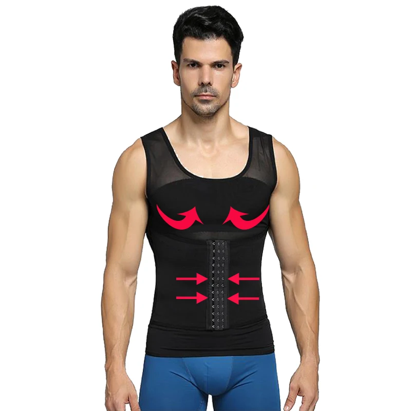 Slimming Body Shaper Men Gynecomastia Vest Back Support Waist Trimmer Adjustable Belly Control Tank Tops Abdominal Vest  Corset