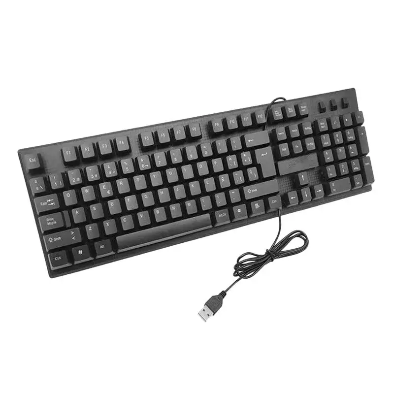 

Wired Gaming Keyboard Spanish Letter USB Electronic Keyboard Office Supply