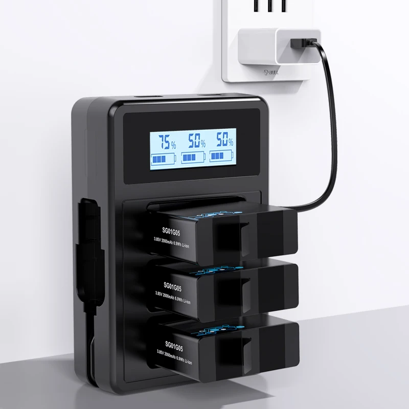 Gopro Battery or USB Precise Quantity Electricity Display Charger for Go Pro Hero 8 Hero 7 Hero 6 hero 5 Black GoPro Accessories