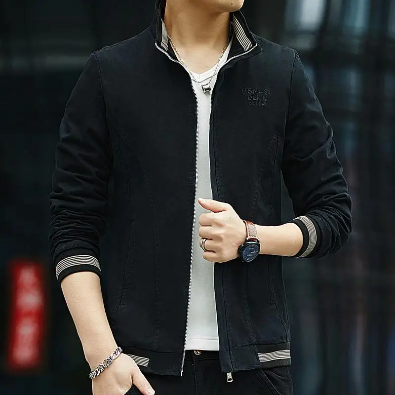 

Spring Autumn New Men's Zipper Jacket and coats Male Casual Youth Korean Slim Cotton Pilot Coat Men Clothing Plus Size 5XL 2019