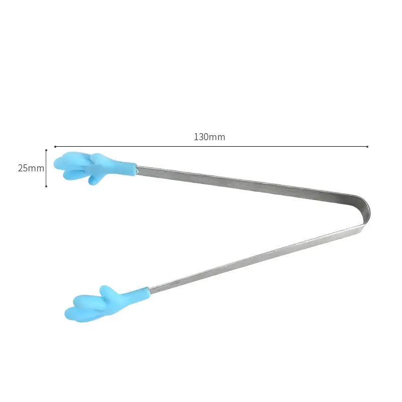 

Creative Small Palm Silicone Non-Slip Stainless Steel Mini Food Ice Tongs