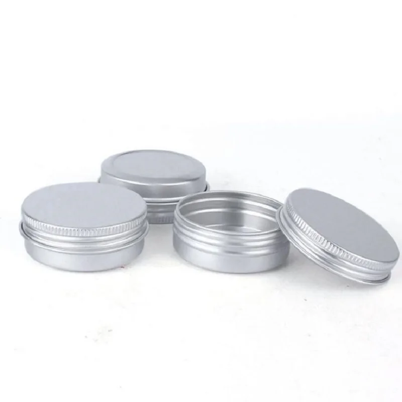 

10Pcs 5g 10g 15g 20g 30g 50g Empty Silver Aluminum Tins Cans Screw Top Round Candle Spice Tins Cans with Screw Lid Containers