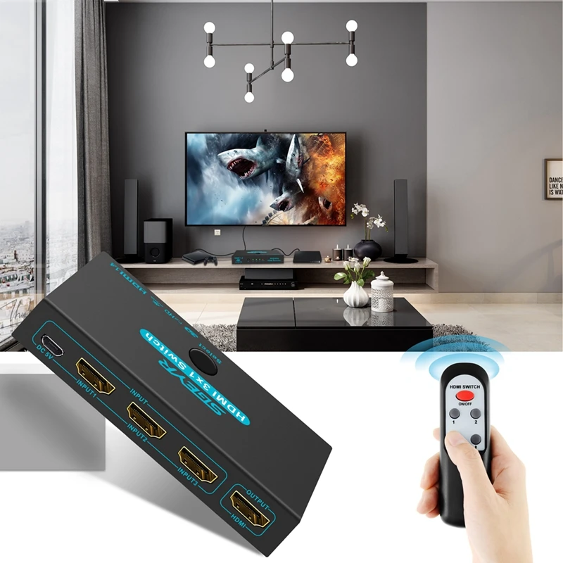 HDMI Switch SGEYR 3 Port Selector Box 1.4 HDCP Support 4K@30Hz Ultra HD 3D 2160P 1080P for PC Laptop PS3 PS4 XBOX | Электроника