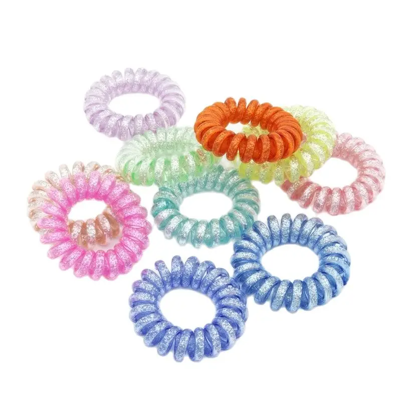 

Lot 100Pcs Size 3.5CM Sequins Telephone Wire Ring Gum Elastic Bands For Girl Hair Accessories Hairbands