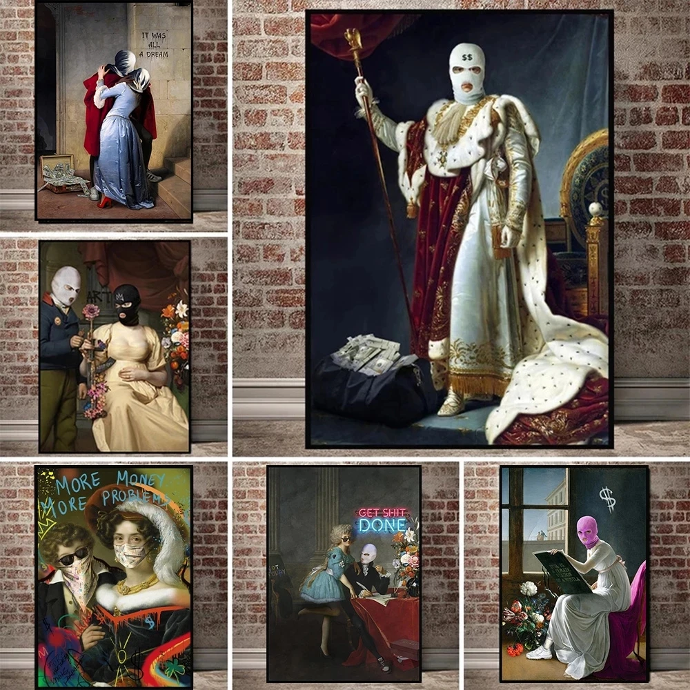 Ретро забавные постеры Европейская известная картина маскированная абстрактная