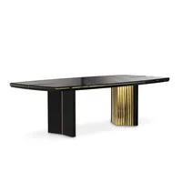 Contemporary Polished Brass Stainless Steel Black lacquer Wood Frame Modern Customized Dining Table dining room furniture