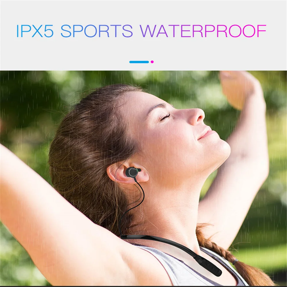 

The New Waterproof Bluetooth Headset Wireless Sports Earbud With Noise Cancelling Neck-Mounted Ear-type Standby For 300 Hours