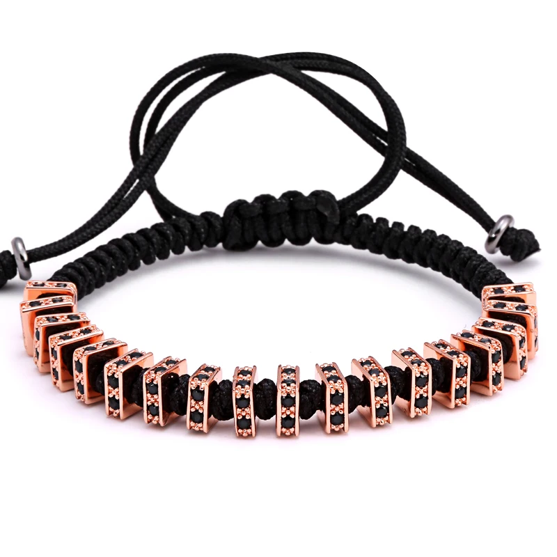 

Mcllroy 7MM Rectangle Bead CZ Pave Men Girls Bracelets Bangle Rope Chain Woman Boy Micro Pave Zircon Charms Braiding Macrame